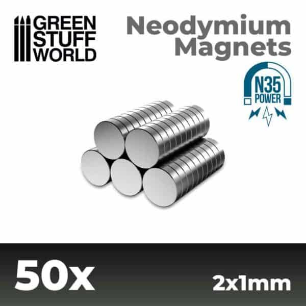 Imanes Neodimio 2x1mm - 50 unidades (N35)
