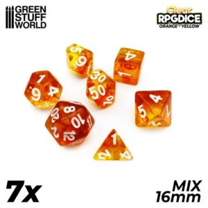 7x Dados Mix 16mm - Naranja - Amarillo