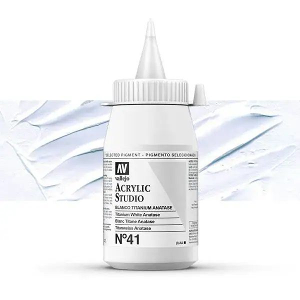 ACRILICO VALLEJO STUDIO COLOR Nº 41 - 500 ML. Blanco Titanio Anatase