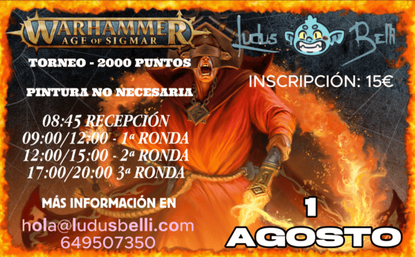 AOS1Agosto2026 Entrada Torneo Age of Sigmar 1 de agosto
