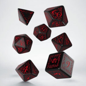 Elvish Black & red Dice Set
