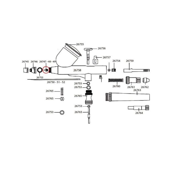 Obturador 0,3mm para aerógrafo D-102, D-103 y D-116 (26020, 26021, 26018 y 26022)