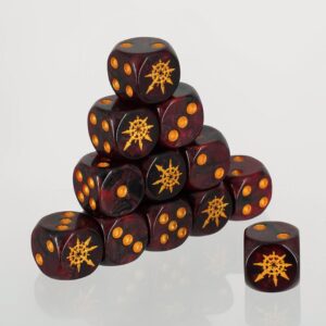 Dados granate y negro para jugar Caos