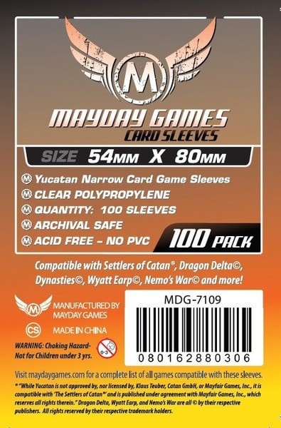 Yucatan Narrow Card Game Sleeves 54 X 80 MM (100 pack)